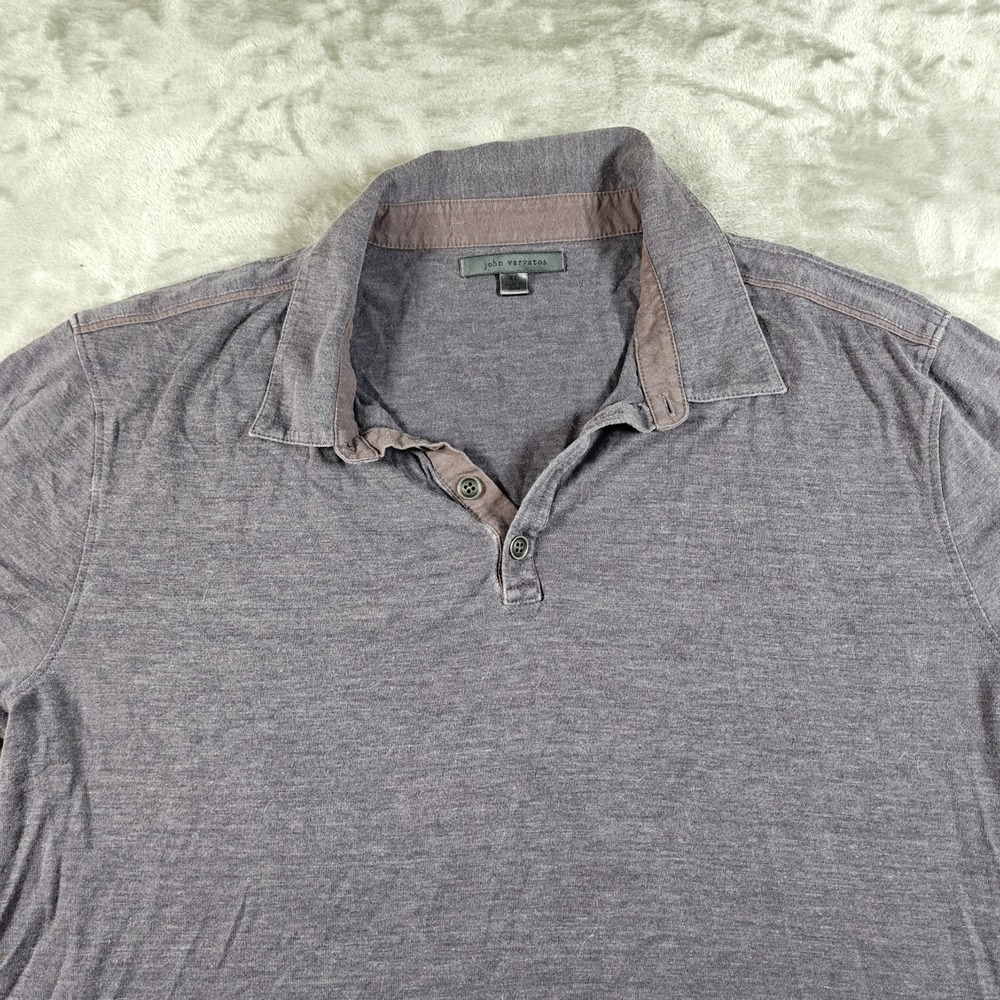 John Varvatos Polo Shirt Mens XL Gray Purple Heathered Cotton Silk Casual Golf